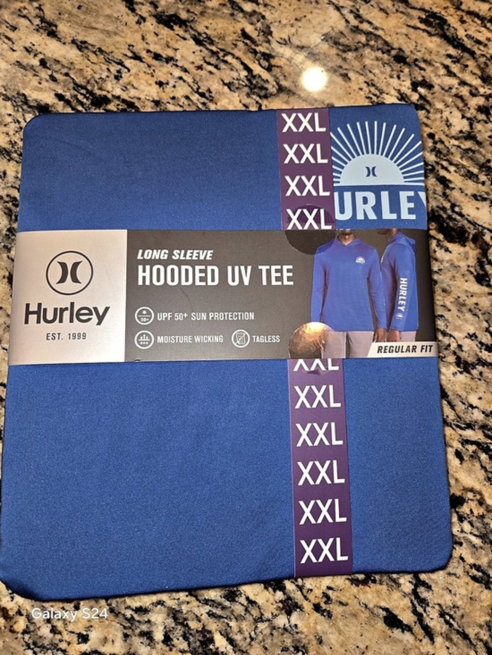 Hurley Long Sleeve Hooded UV Tee Blue XXL Mens New